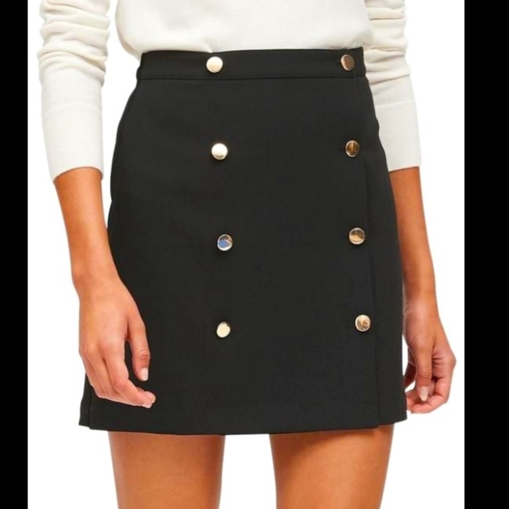 NEW Banana Republic Trench Mini Skirt Gold Color Buttons Size 4 Black $89